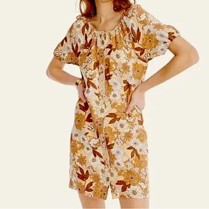 J. Crew V-back Linen Shirtdress in Zinnia Floral